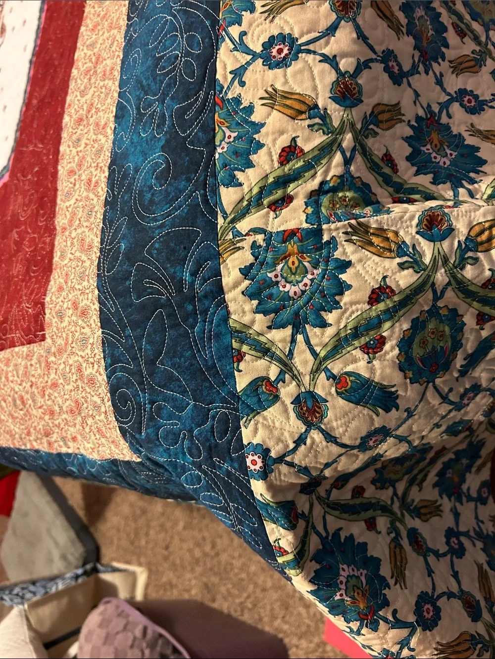 ONE OF A KIND- HANDCRAFTED Multicolor Paisley Panel Quil